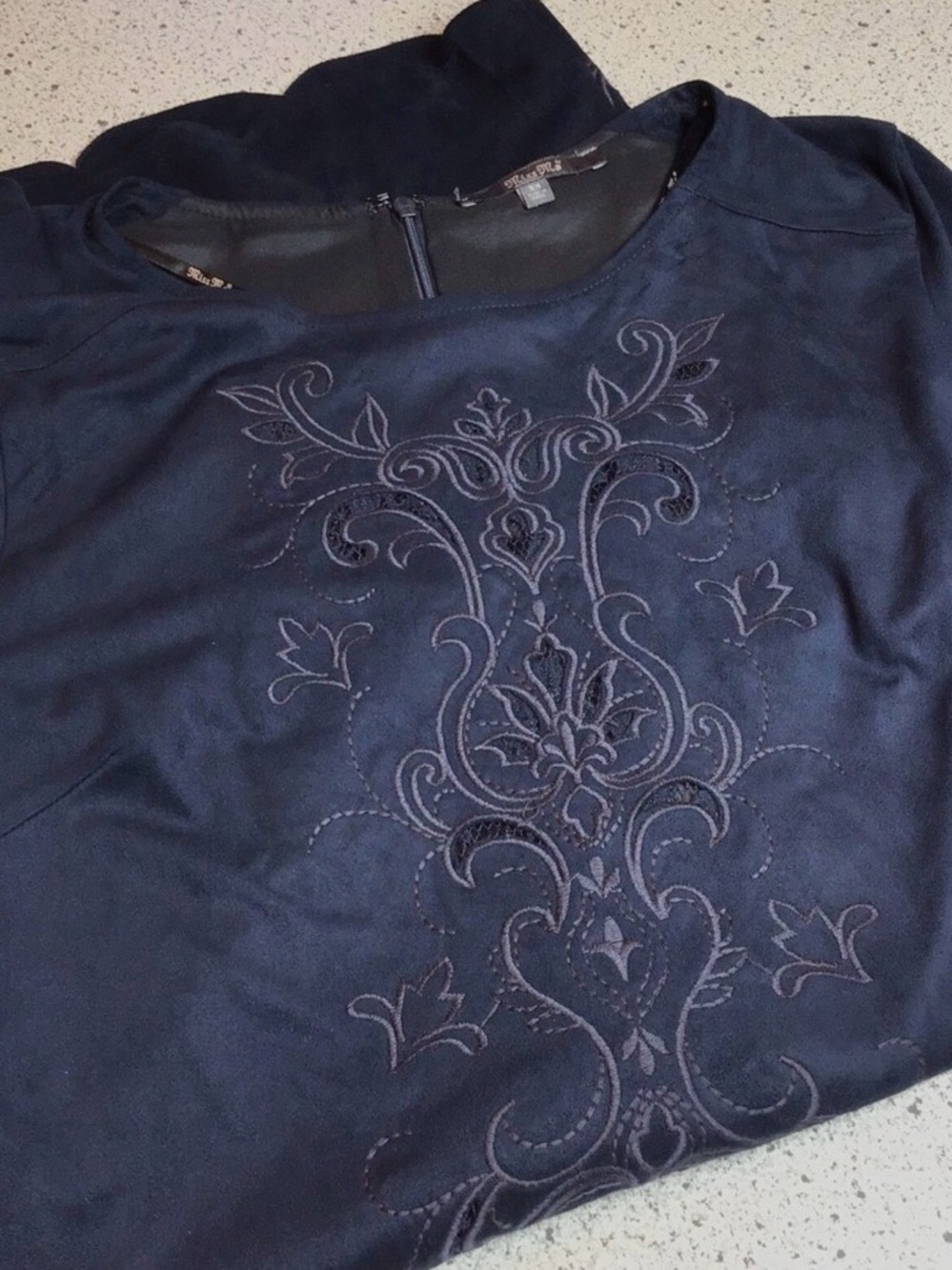 Miss Me Navy Embroidered short sleeve dress